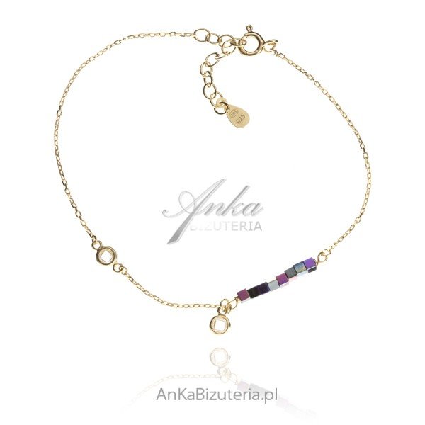 ankabizuteria.pl Bransoletka srebrna pozłacana z hematytami