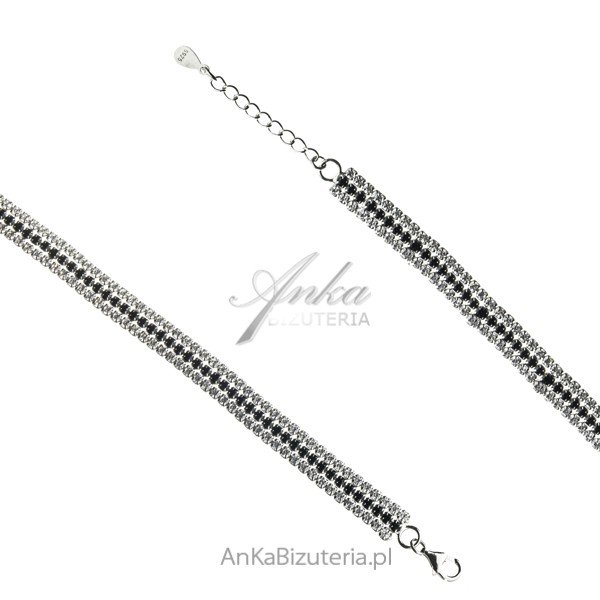 ankabizuteria.pl Bransoletka srebrna z cyrkoniami biało-czarnymi
