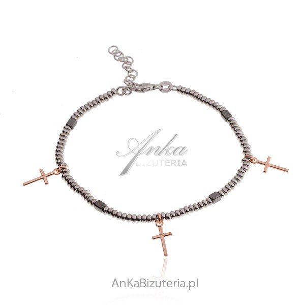 ankabizuteria.pl Bransoletka srebrna z krzyżykami - Modna biżuteria s