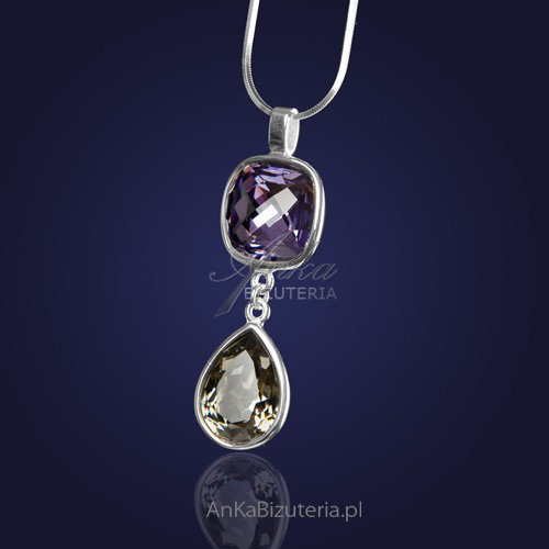 ankabizuteria.pl Naszyjnik z kryształami Swarovski-fioletowym i szary