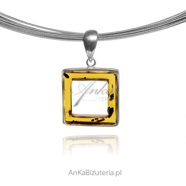 ankabizuteria.pl Zawieszka srebrna z bursztynem KWADRATY