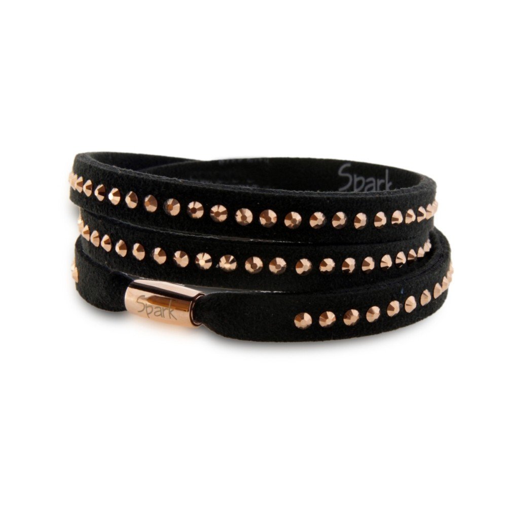 ankabizuteria.pl Bransoletka Cristals na czarnej alcantrze zkryształa