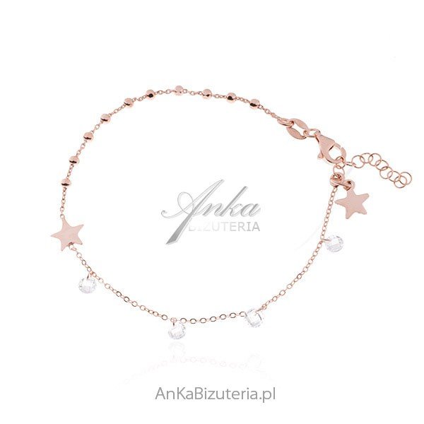 ankabizuteria.pl Srebrna bransoletka pozłacana różowym złotem z cyrko
