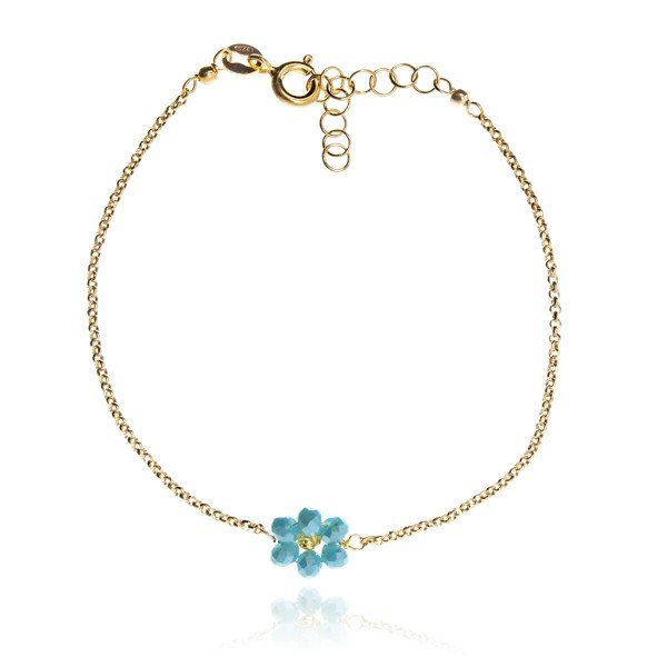 ankabizuteria.pl Bransoletka srebrna pozłacana z turkusowym kwiatkiem