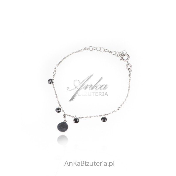 ankabizuteria.pl Srebrna bransoletka srebrna z kółeczkiem i czarnymi