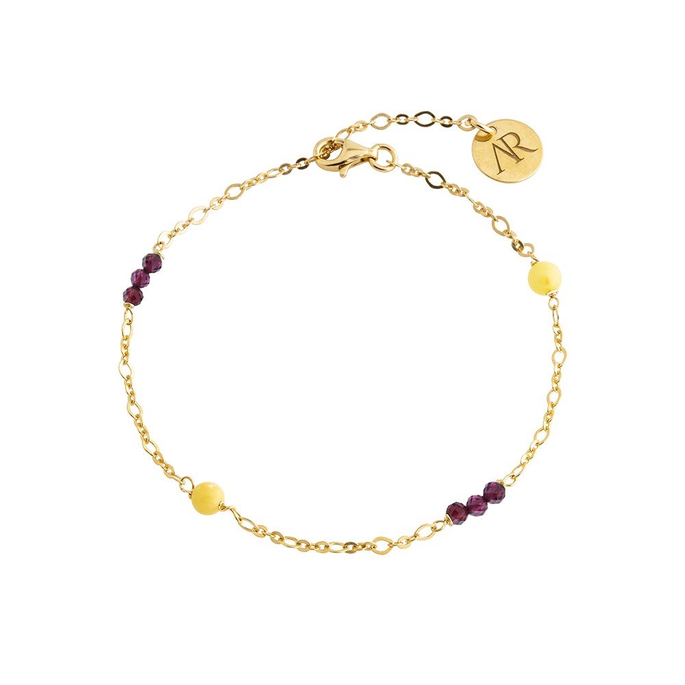 ankabizuteria.pl Bransoletka srebrna pozłacana z mlecznym bursztynem