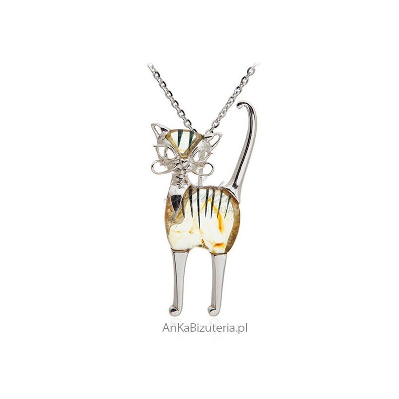 ankabizuteria.pl Śliczny KOT ELEGANCIK z bursztynem - mała