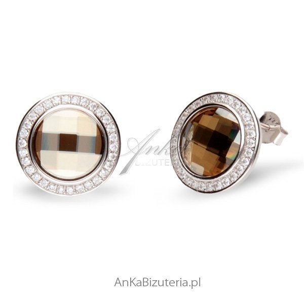 ankabizuteria.pl Kolczyki Swarovski CHESSBOARD CIRCLE Golden Shadow