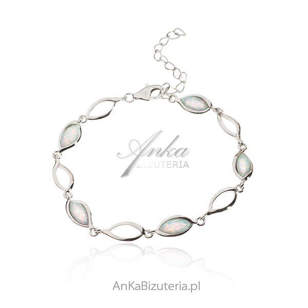ankabizuteria.pl Biżuteria srebrna - Bransoletka srebrna z białym opa