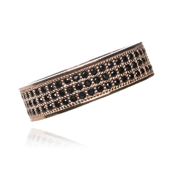 ankabizuteria.pl Pierścionek srebrny pozłacany różowym złotem z czarn