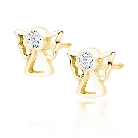 ankabizuteria.pl Kolczyki srebrne pozłacane Aniołki z cyrkoniamii