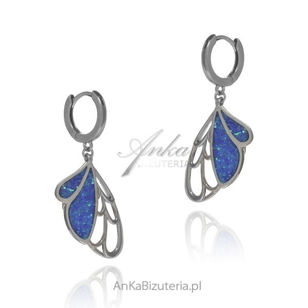 ankabizuteria.pl Kolczyki srebrne z opalem skrzydełka LARA