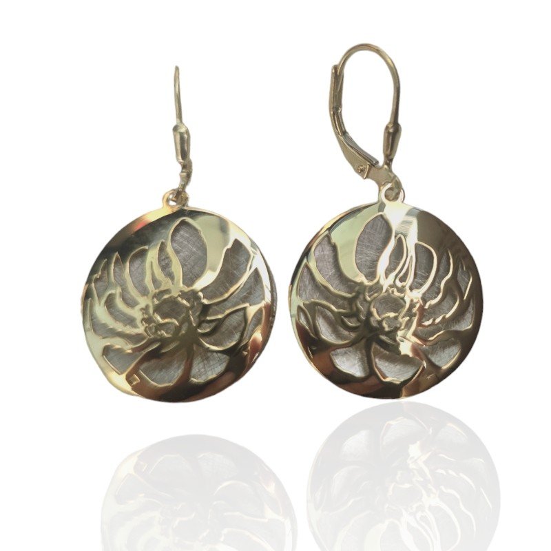 ankabizuteria.pl Kolczyki srebrne pozłacane i satynowane KWIAT 3D