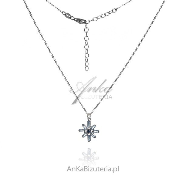 ankabizuteria.pl Naszyjnik srebrny z niebieskim akwamarynem KWIATEK