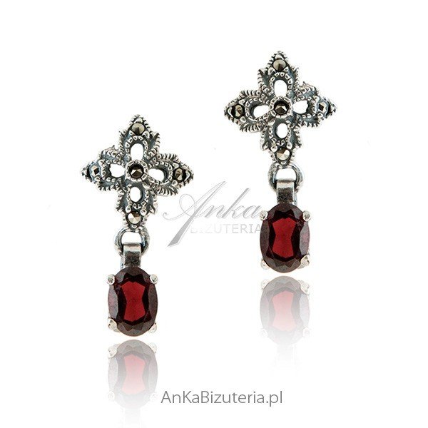 ankabizuteria.pl Kolczyki srebrne granaty markazyty