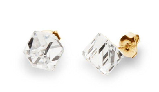 ankabizuteria.pl Kolczyki SREBRNE POZŁACANE Medium Cube Studs CRIS