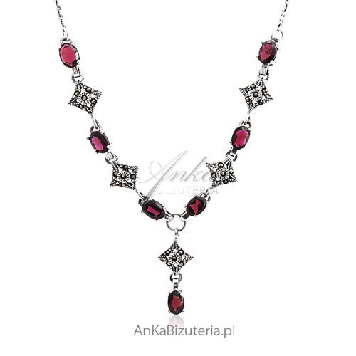 ankabizuteria.pl Naszyjnik srebrny Granaty oraz Markazyty sensualna k