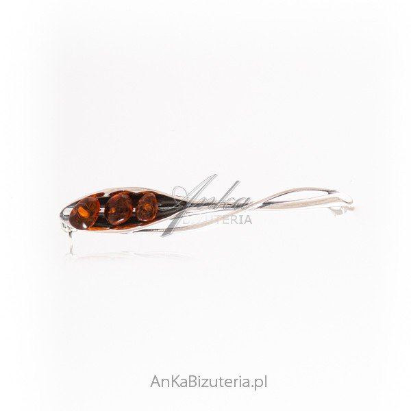 ankabizuteria.pl Broszka srebrna z bursztynem - Krople rosy