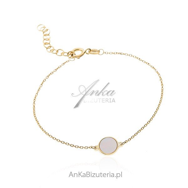 ankabizuteria.pl Bransoletka srebrna pozłacana z masą perłową