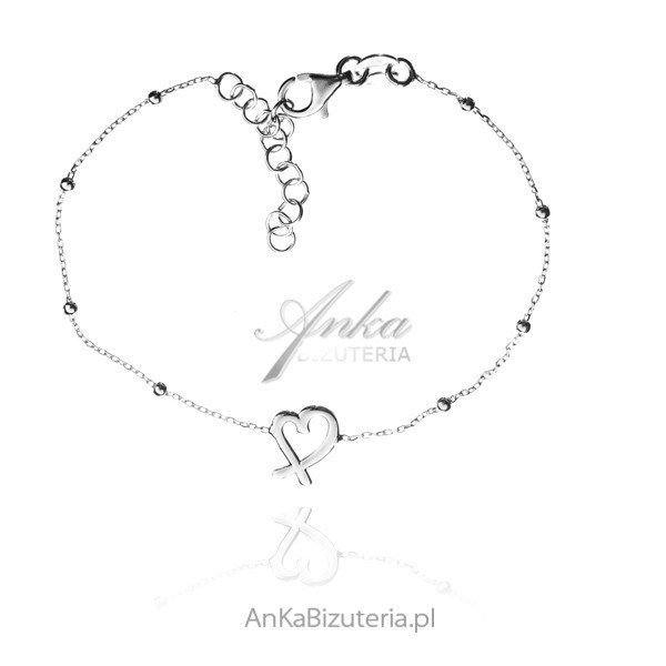 ankabizuteria.pl Bransoletka srebrna SERDUSZKO z kuleczkami