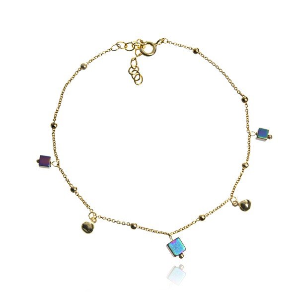 ankabizuteria.pl Bransoletka srebrna pozłacana z kolorowymi hematyta