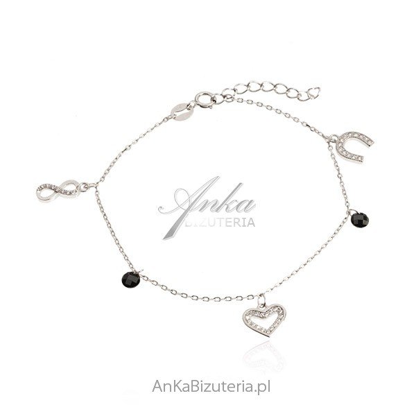 ankabizuteria.pl Srebrna bransoletka z białymi i czarnymi cyrkoniami