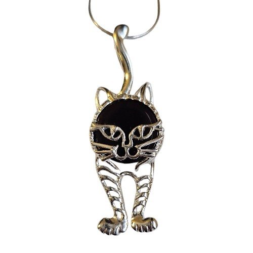 ankabizuteria.pl Zawieszka srebrna KOT z wiśniowym bursztynem