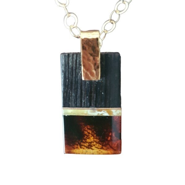 ankabizuteria.pl Srebrna zawieszka pozłacana z bursztynem i czarnym d