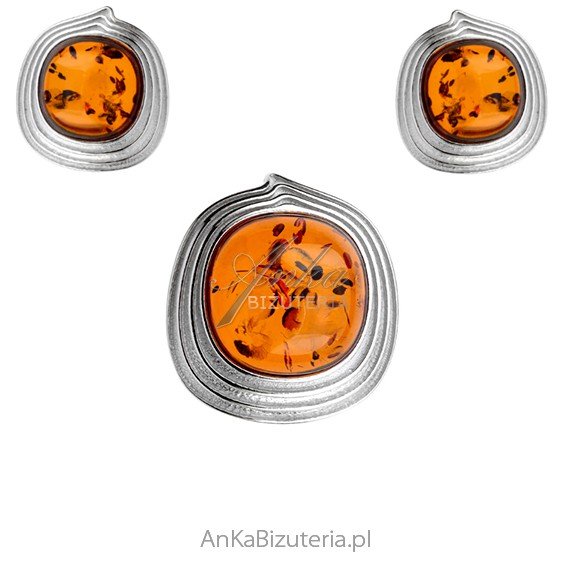 ankabizuteria.pl Komplet biżuteria srebrna z bursztynem