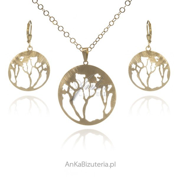 ankabizuteria.pl Komplet biżuteria srebrna pozłacana LEŚNY ZAKĄTEK