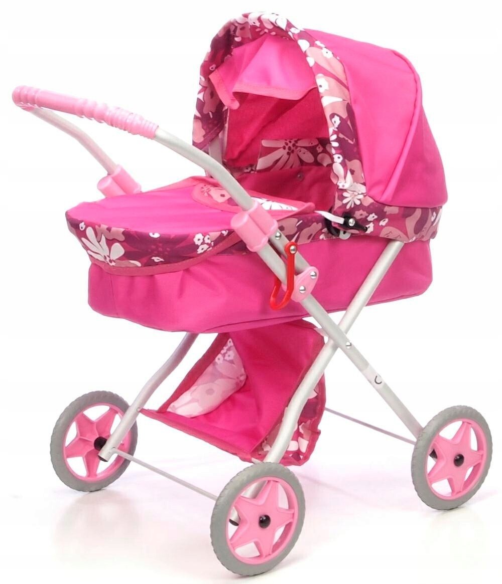 DUDEK wózek dla lalek mały różowy głęboki