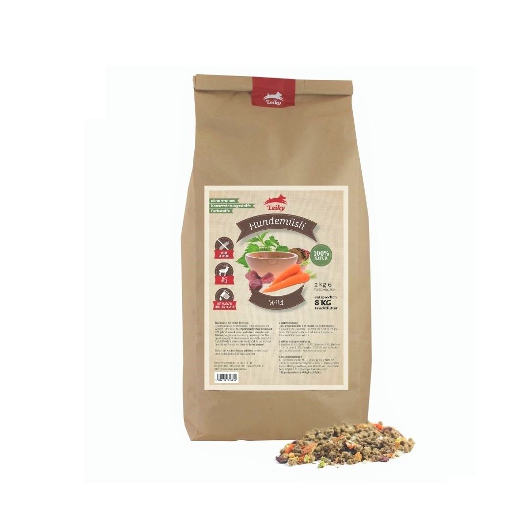 Musli z dziczyzną i warzywami dla psa dieta suchy BARF Leiky 2kg