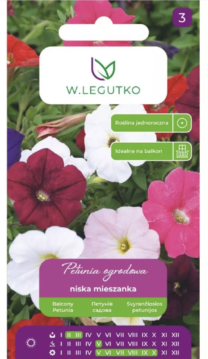 Nasiona Petunia ogrodowa nis.zwarte mieszanka 0.10g - W.Legutko