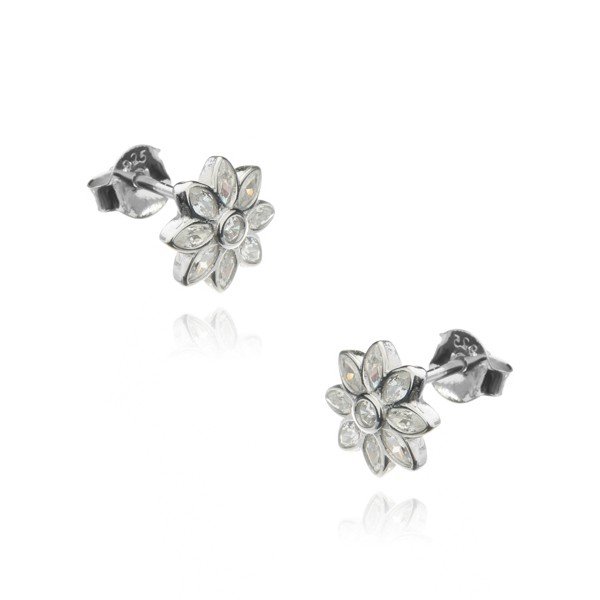 ankabizuteria.pl Kolczyki srebrne kwiatki z białymi cyrkoniami