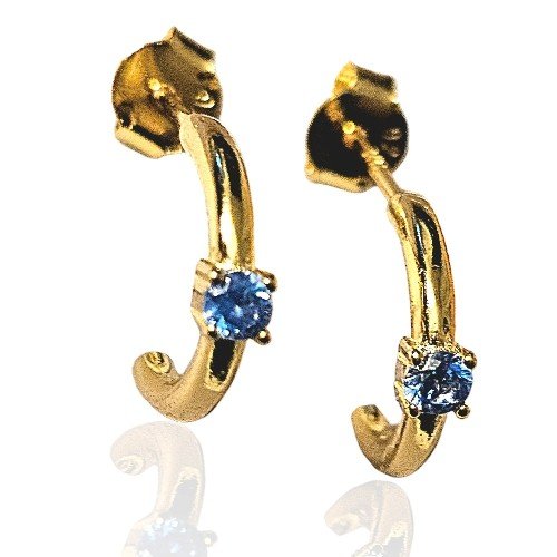 ankabizuteria.pl Kolczyki srebrne pozłacane z niebieską cyrkonią