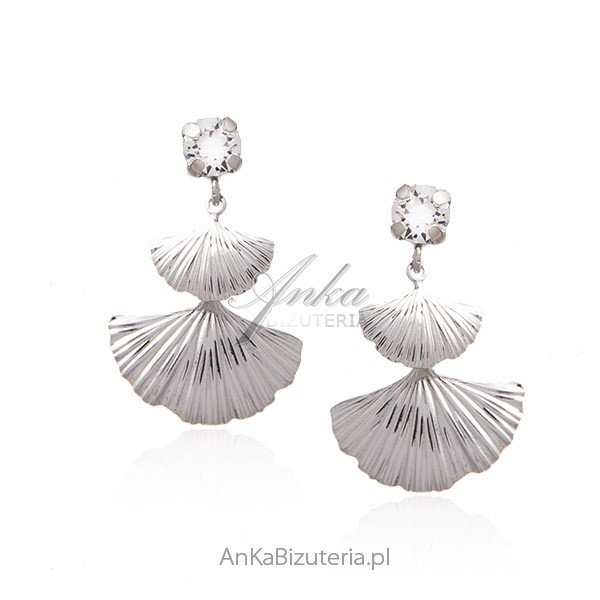 ankabizuteria.pl Kolczyki srebrne Swarovski - Liść miłorzębu