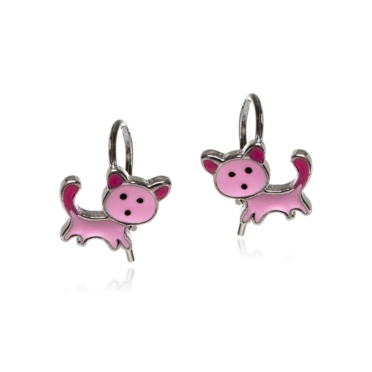 ankabizuteria.pl Kolczyki srebrne dziecięce różowe kotki