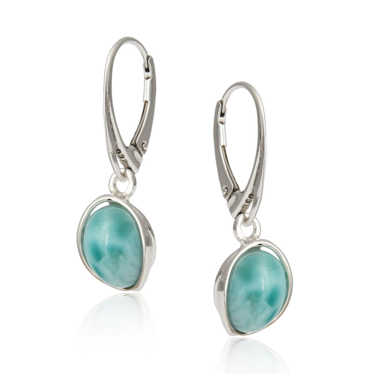 ankabizuteria.pl Kolczyki srebrne z larimarem subtelne owalne