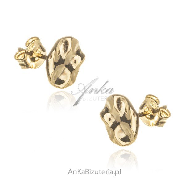 ankabizuteria.pl Kolczyki srebrne pozłacane karbowane