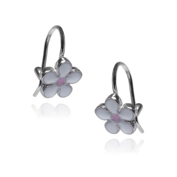 ankabizuteria.pl Kolczyki srebrne dziecięce białe kwiatki