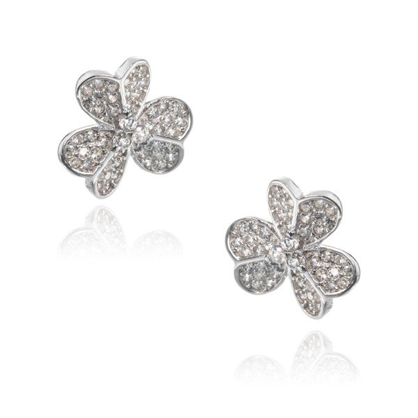 ankabizuteria.pl Kolczyki srebrne kwiatki z białymi cyrkoniami