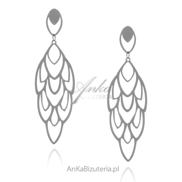ankabizuteria.pl Kolczyki srebrne ażurowe - długie wiszące listki