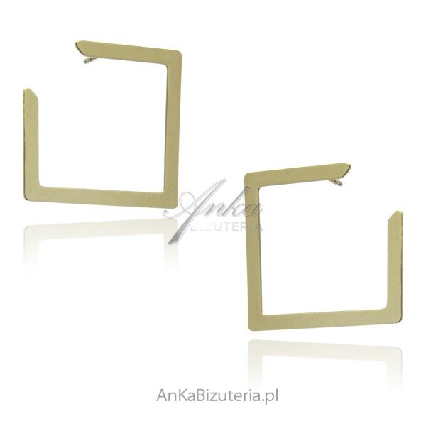 ankabizuteria.pl Kolczyki srebrne pozłacane Duże kwadraty