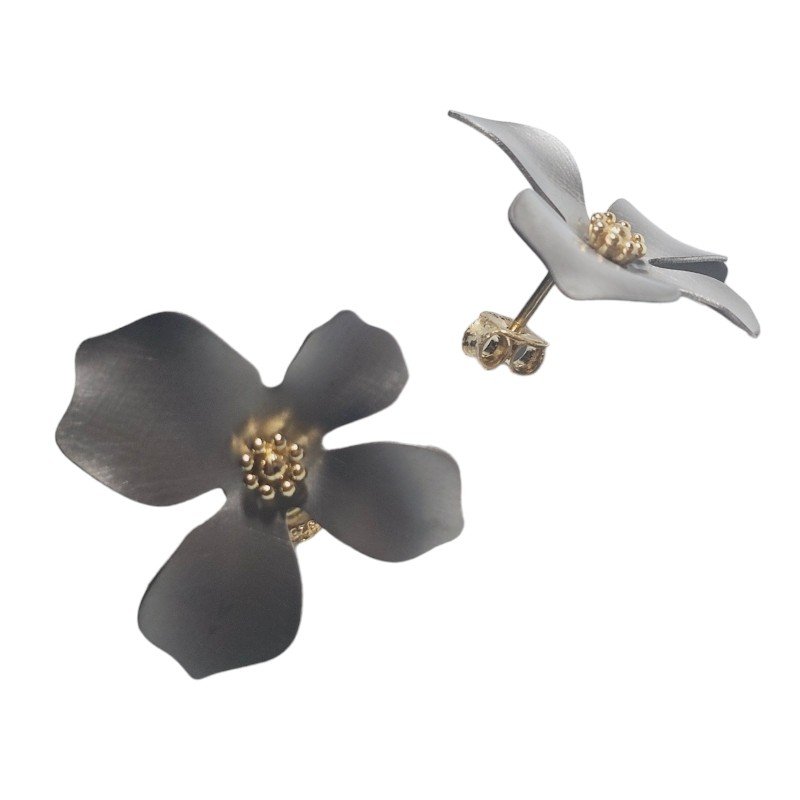 ankabizuteria.pl Kolczyki srebrne pozłacane z tytanem KWIAT