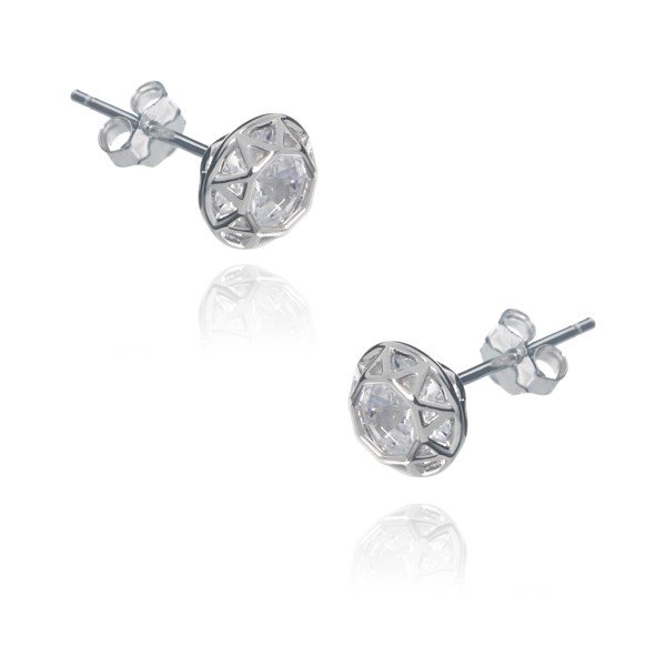 ankabizuteria.pl Kolczyki srebrne z białą cyrkonią na sztyfty