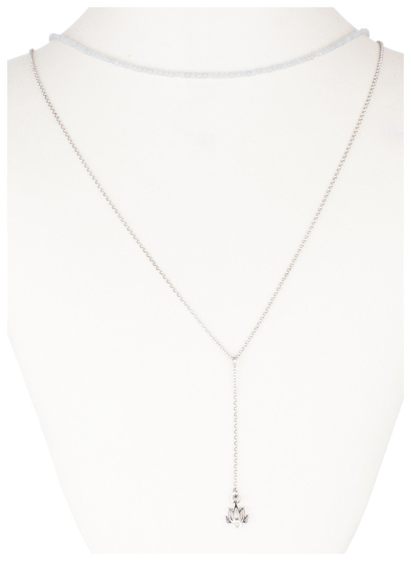 ankabizuteria.pl Modny naszyjnik srebrny z jadeitami i i kwiatem Loto