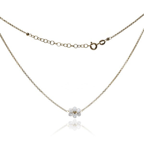 ankabizuteria.pl Naszyjnik srebrny pozłacany z białym kwiatkiem