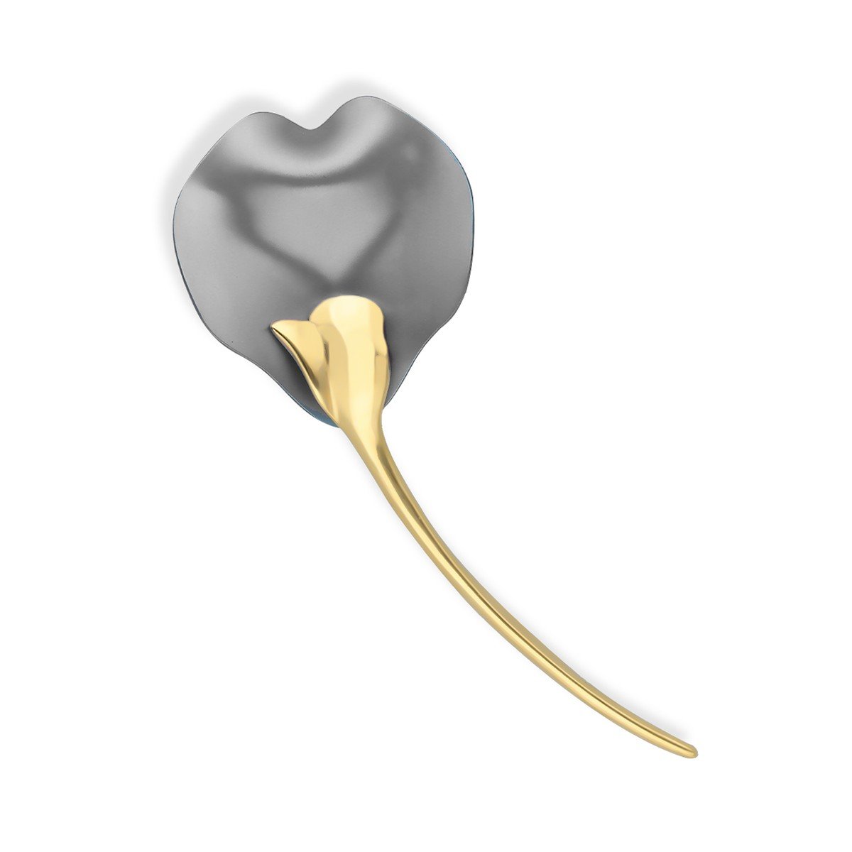 ankabizuteria.pl Broszka srebrna pozłacana PŁATEK z szarym tytanem