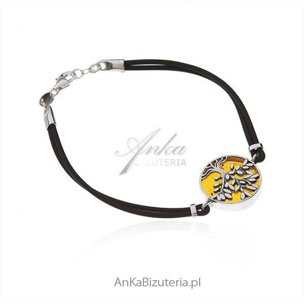 ankabizuteria.pl Srebrna bransoletka z bursztynem DRZEWKO SZCZĘŚCIA