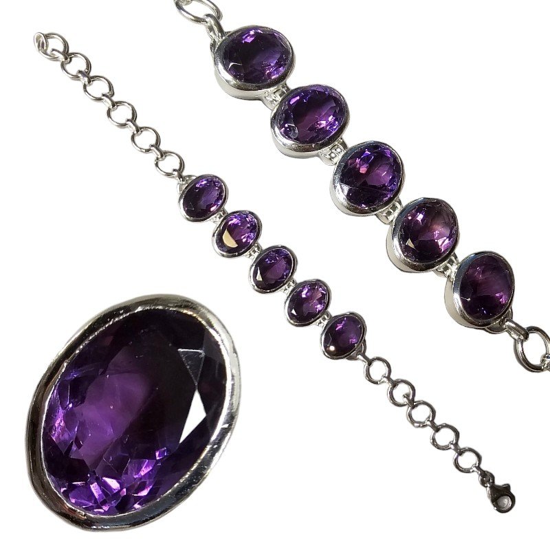 ankabizuteria.pl Bransoletka srebrna z pięknym naturalnym ametystem